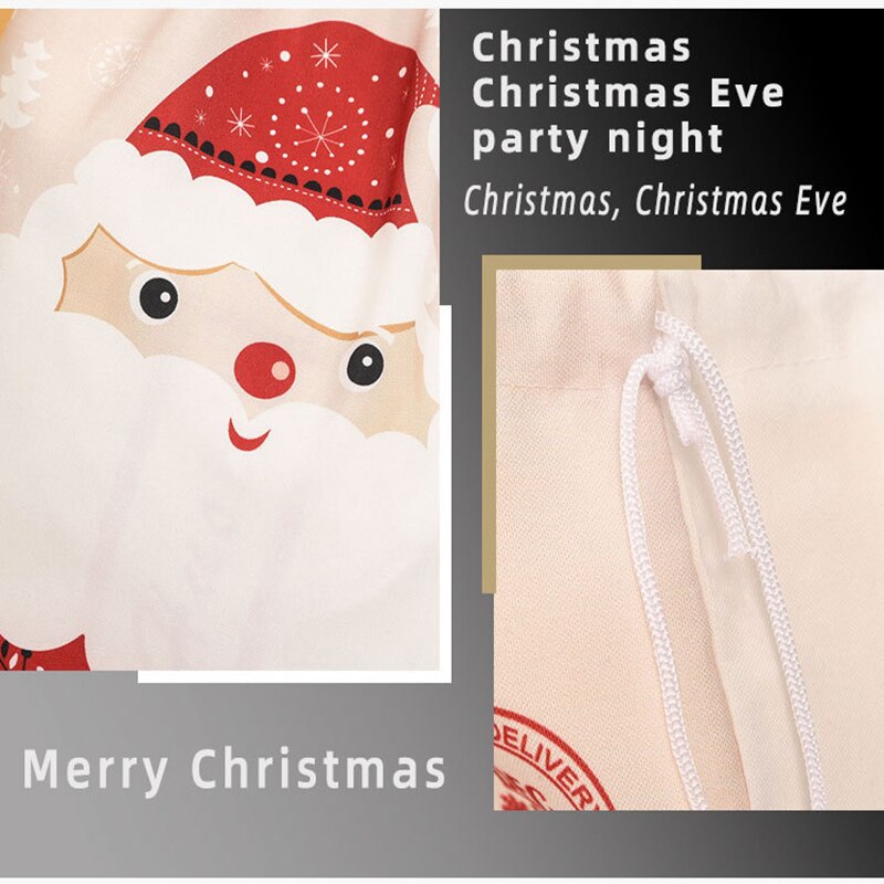 70/60CM Christmas Bag New Year Christmas Canvas Gift Bag Double Drawstring Gift Bundle Mouth Bag Ornaments Santa Sac