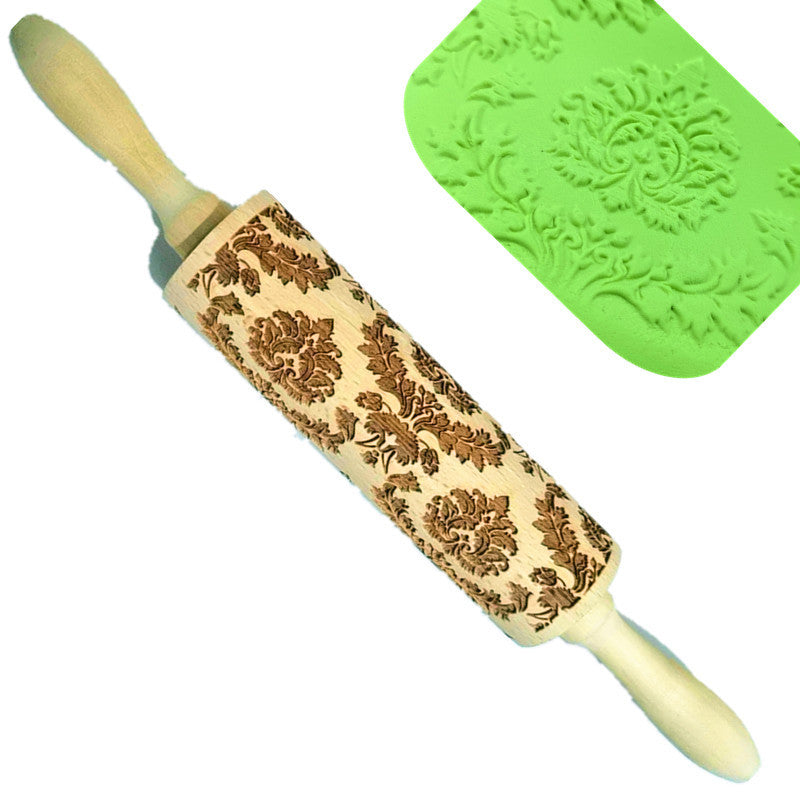 Wooden Rolling Pin Beechwood Laser Engraved Printed Rolling Pin Embossing Rolling Pin Christmas Flip Sugar Cookie Rolling Pin