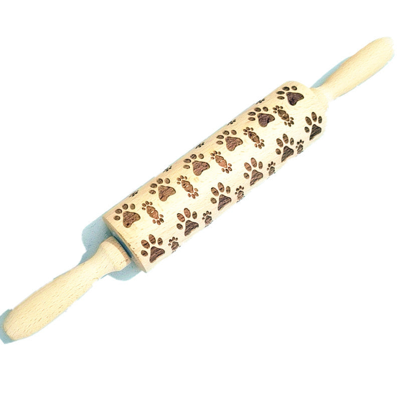 Wooden Rolling Pin Beechwood Laser Engraved Printed Rolling Pin Embossing Rolling Pin Christmas Flip Sugar Cookie Rolling Pin