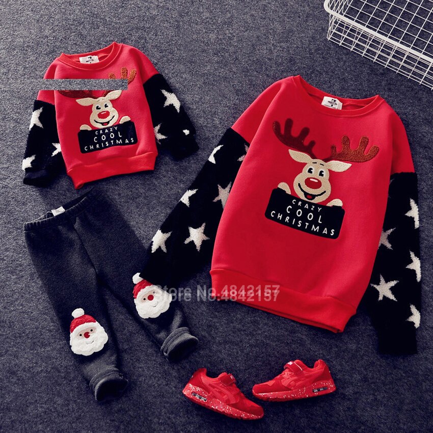 19colors 2021 New Year Family Christmas Sweaters Xmas Hoodies Pajamas Warm Santa Claus Elk Embroidery Adult Kids Sweatshirt Gift