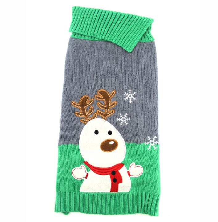 Xmas Striped Dog Sweater Pet Reindeer Knit Clothes Dogs Snowman Christmas Hoodies Costume