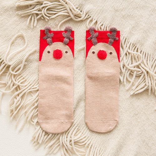 ARMKIN 1 Pair Women socks Casual winter Christmas Socks David's deer Socks Cotton Cartoon Keep Warm lady Socks Christmas Gift