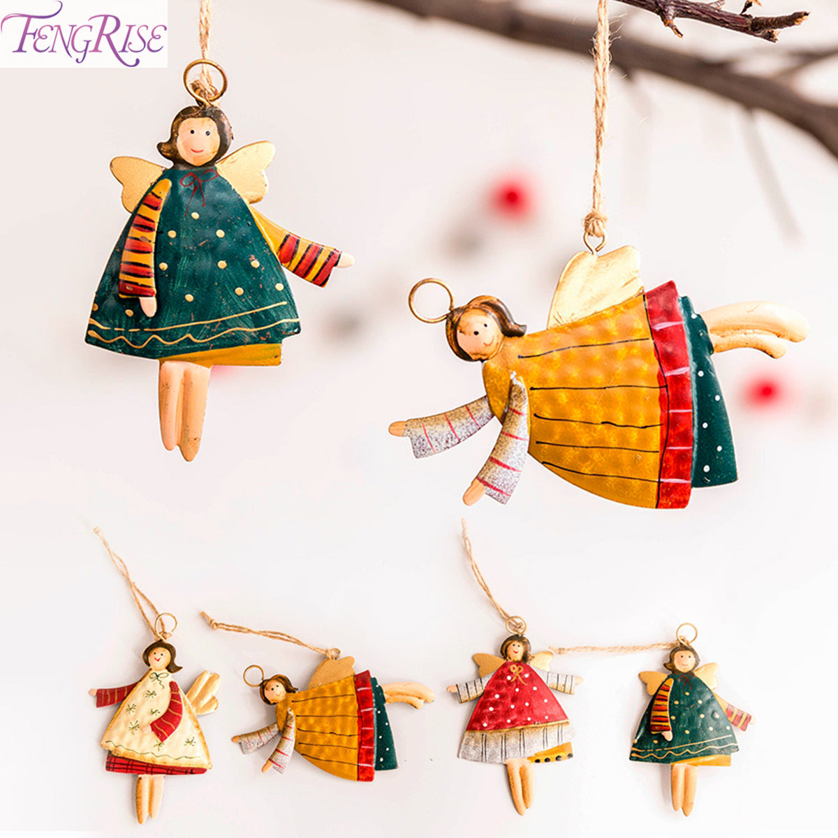 Wooden Angel Dolls Christmas Ornaments Santa Claus Christmas Decorations For Home Xmas Pendant Navidad Crafts Gift