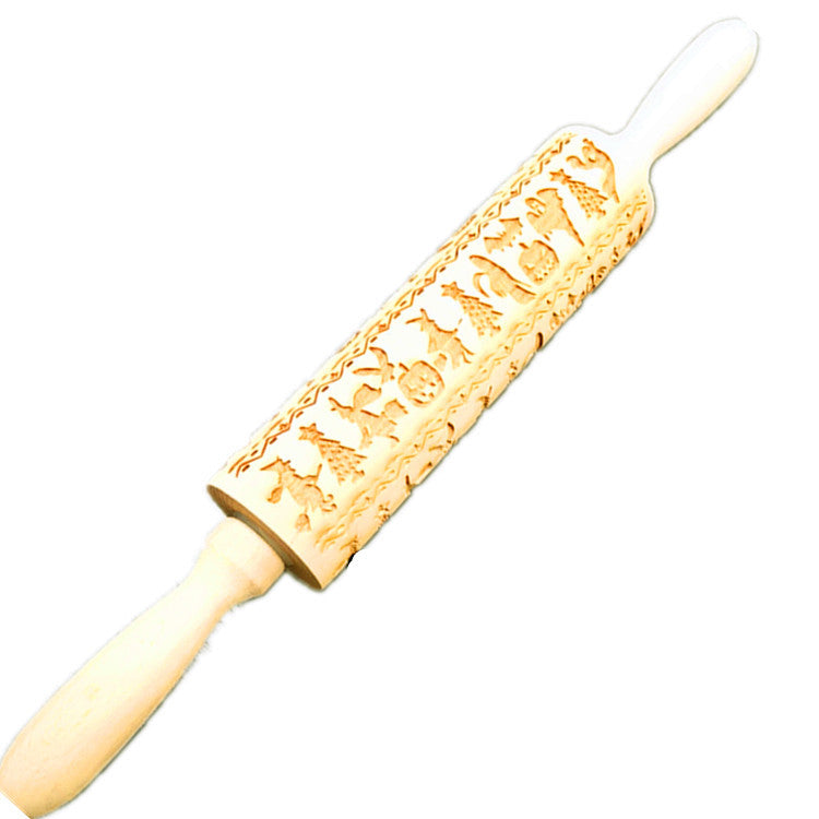 Wooden Rolling Pin Beechwood Laser Engraved Printed Rolling Pin Embossing Rolling Pin Christmas Flip Sugar Cookie Rolling Pin