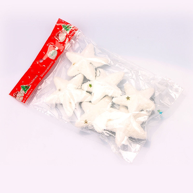 6 Pcs Christmas Tree Decorations White Stars Snowflake Christmas Ornaments Decorations For Tree Xmas Noel Ornaments For Home