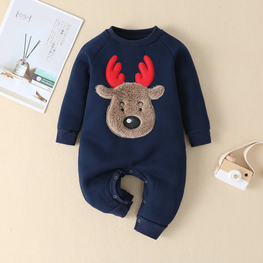 Christmas Clothes Baby Newborn Festival Christmas Old Man Elk Bag Fart Clothes Romper