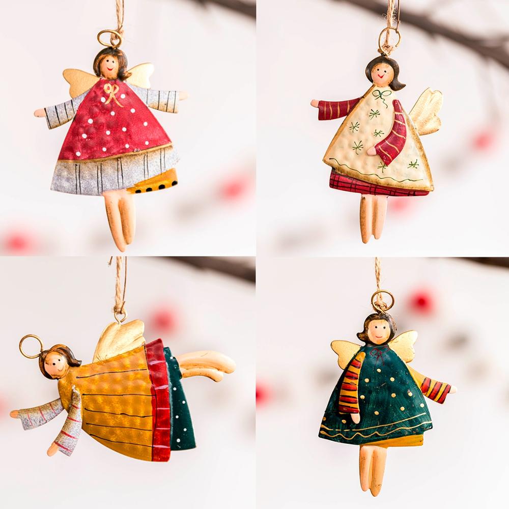 Wooden Angel Dolls Christmas Ornaments Santa Claus Christmas Decorations For Home Xmas Pendant Navidad Crafts Gift