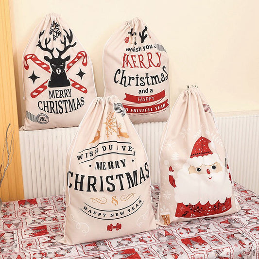 70/60CM Christmas Bag New Year Christmas Canvas Gift Bag Double Drawstring Gift Bundle Mouth Bag Ornaments Santa Sac