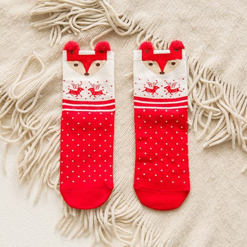 ARMKIN 1 Pair Women socks Casual winter Christmas Socks David's deer Socks Cotton Cartoon Keep Warm lady Socks Christmas Gift