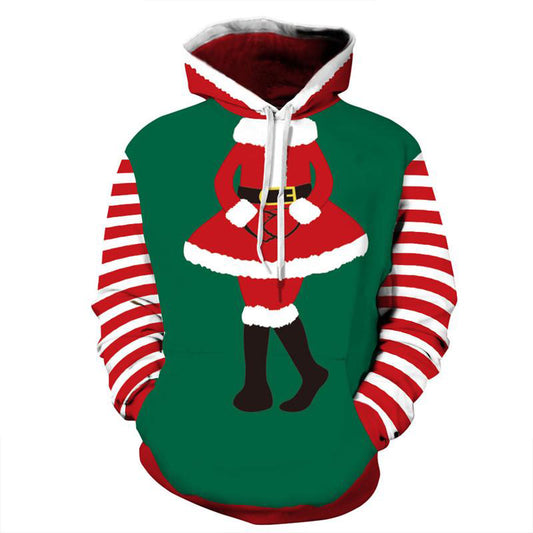 Christmas Clothes Women Men Stylish 3d Santa Print Thin Hooded Hoodies