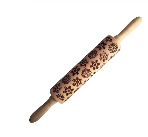 Christmas Embossing Rolling Pin Baking Cookies Noodle Biscuit Fondant Cake Dough Engraved Roller Reindeer Snowflake