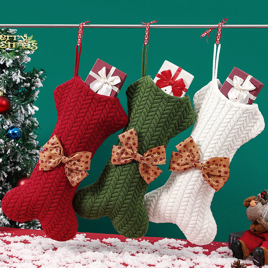 Christmas Decorations Knitting Wool Hanging Gift Bag Christmas Stockings Pendant Large Gift Bag