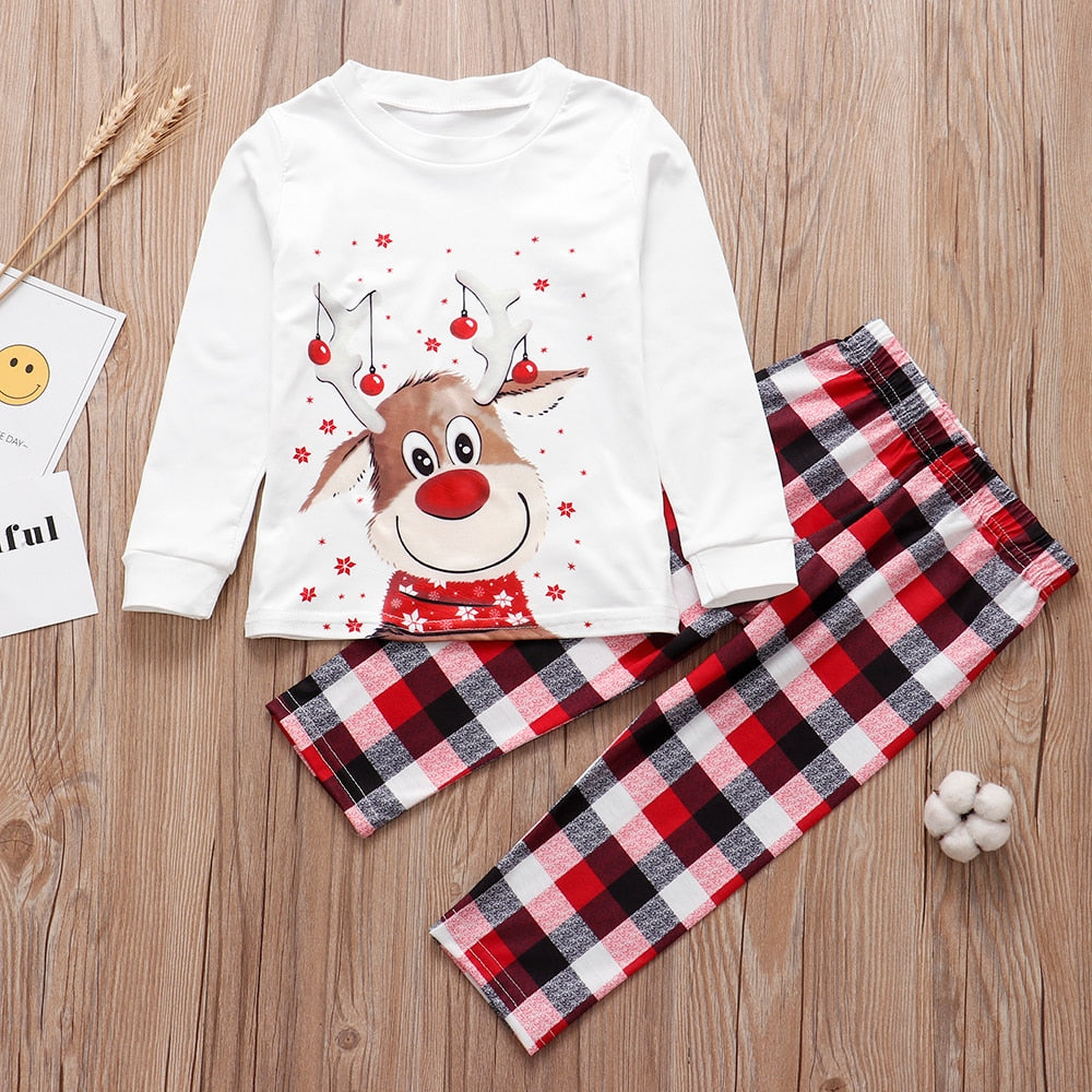 Christmas Family Matching Pajamas Set Deer Adult Kid Family Matching Clothes Top+Pants Xmas Sleepwear Pj's Set Baby Romper