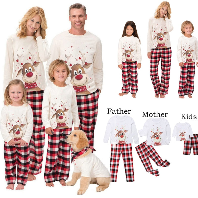 Christmas Family Matching Pajamas Set Deer Adult Kid Family Matching Clothes Top+Pants Xmas Sleepwear Pj's Set Baby Romper