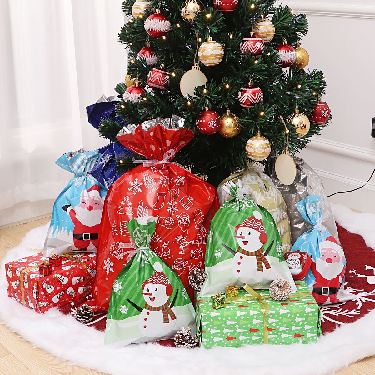 30PCS Drawstring Gift Bags Christmas Party Wedding Favors Bags Draw String Pouch Christmas Gift Bags