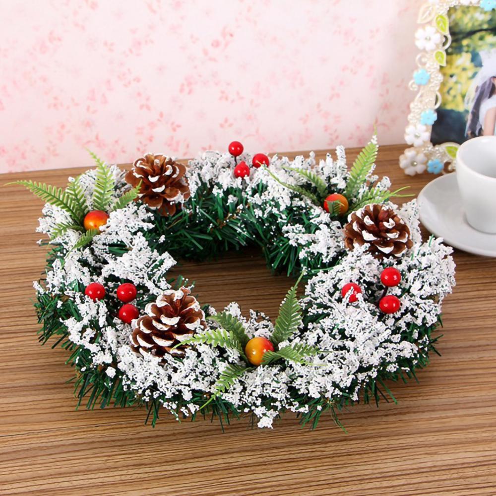 20/30/40cm Beautiful Elegant Hanging Christmas Wreath Garland  Flower Fruit Ball Cone Xmas Ornaments Window Door