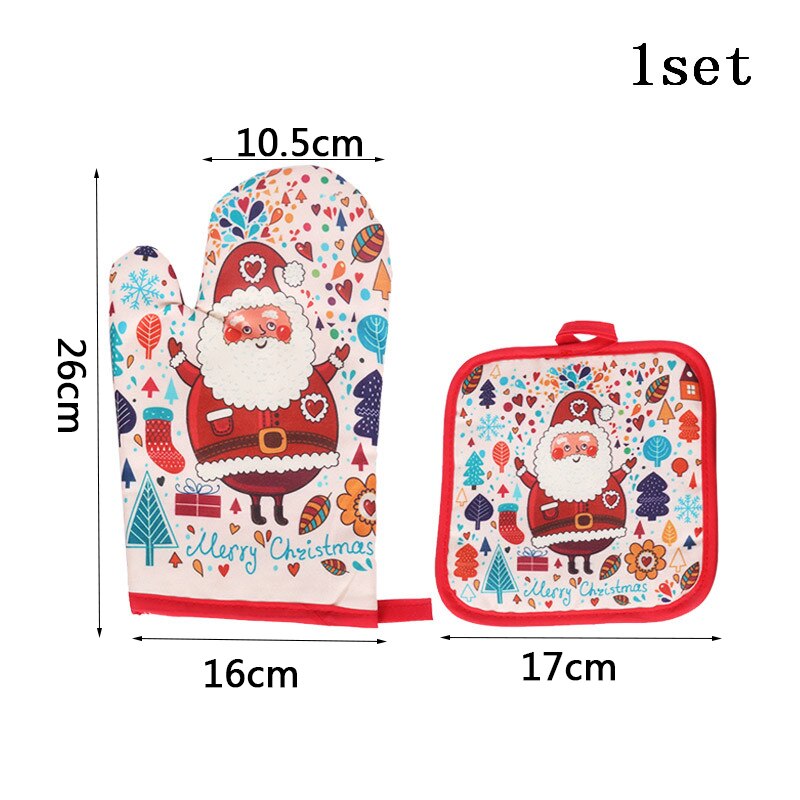 Christmas Decorations For Home Christmas Microwave Gloves Two-piece Heat-resistant Oven Mitt